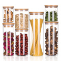 Frasco de vidro de salada artesanal de cozinha criativa adorável com tampa de bambu para armazenamento de frascos de alimentos